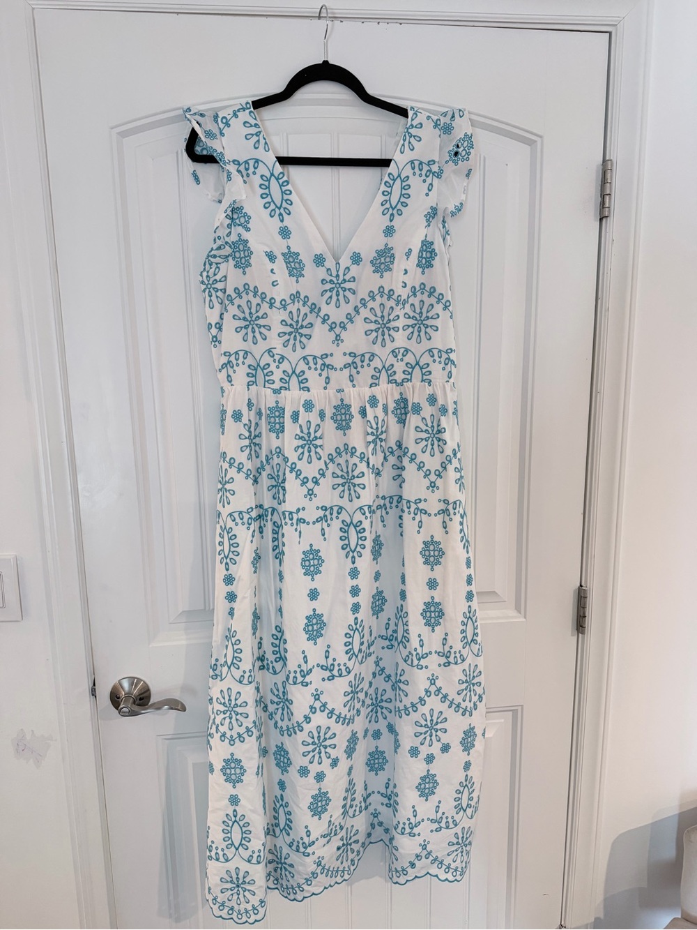 Lilly Pulitzer White Maxi Dress with Teal Embroidery